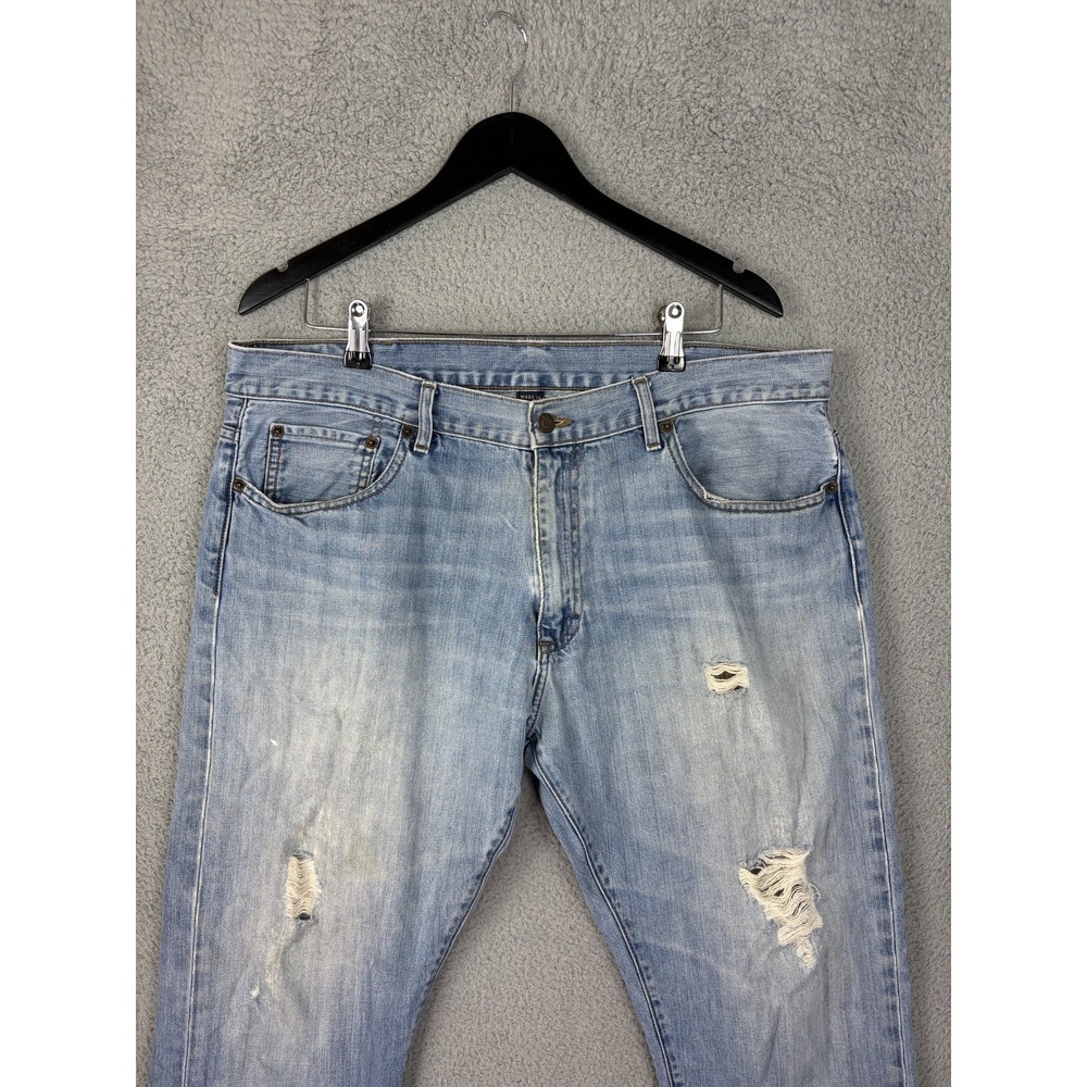 Brooks Brothers 1818 Denim Mens 40x30 Light Wash Distressed Jeans Made in USA